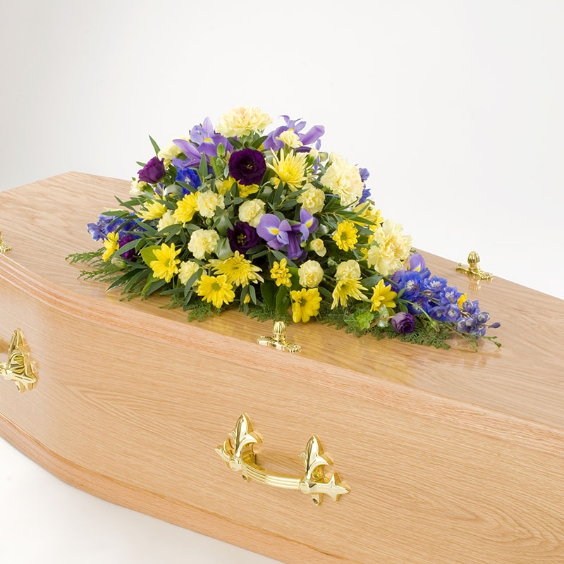 Yellow & Blue Single Ended Funeral Spray