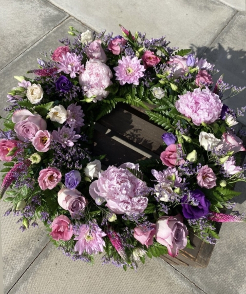 Pastel pinks and lilacs wreath