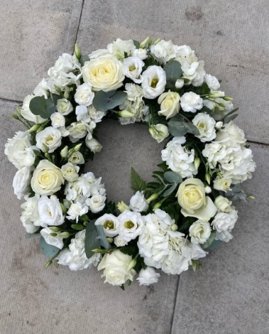 All white rose and hydrangea