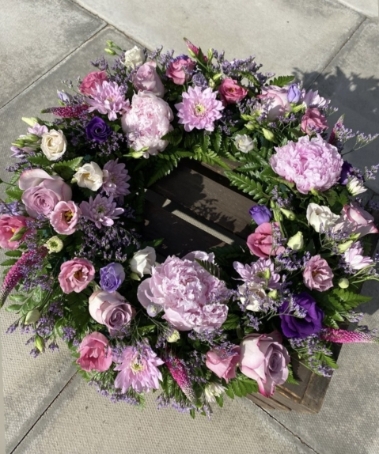 Pastel pinks and lilacs wreath