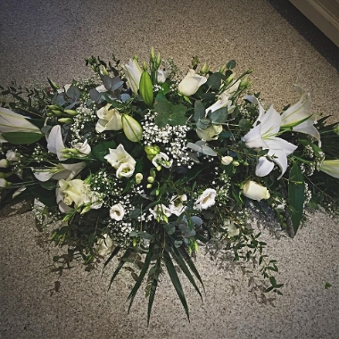 White Lily & Rose Casket Spray